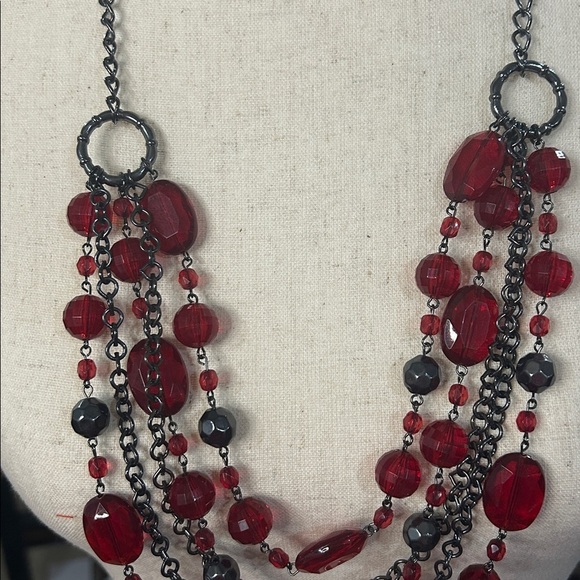 Apt 9 Red and Black Multi-Strand Necklace - Picture 4 of 6